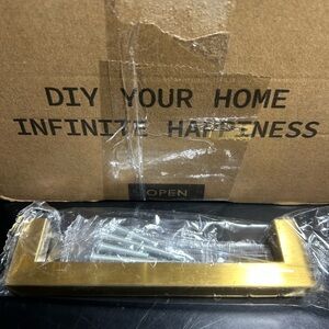 Cabinet Handle Gold Tone Brushed Brass Packaged with Screws 5" 30 Pcs, NIB